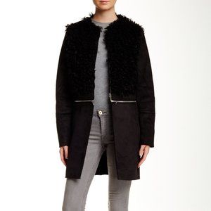 NWT 1.STATE Faux Shearling Coat with Detachable Hem, sz L